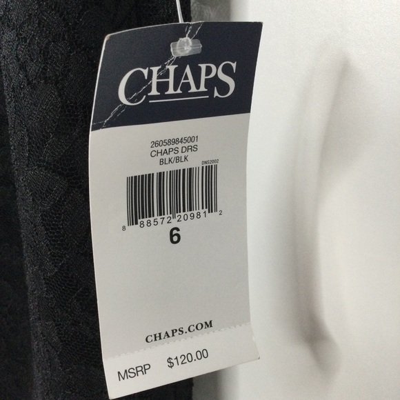 CHAPS Floral and Lace Long Sleeve Dress Black Size 6 - Picture 4 of 10